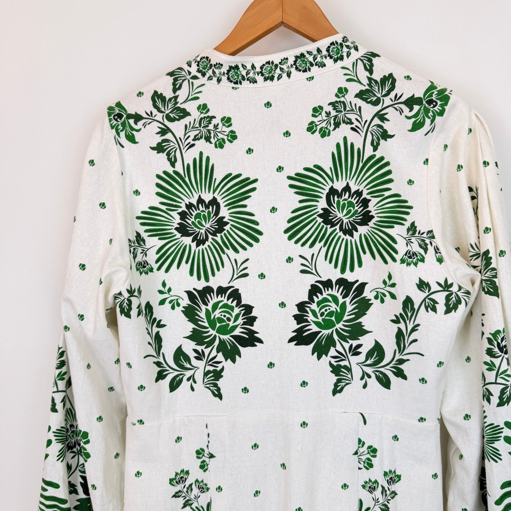 NWT Christian Lacroix Forest Soul Botanical Print Linen Blend Midi Green Dress - Picture 11 of 13